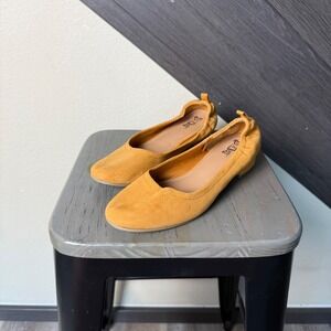 Brash Women's Mustard Faux Suede Ballet Flats Size 9 Slip On Shoes Minimalist